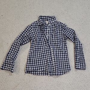 J. Crew Kids Navy and White Checkered Button Down Shirt